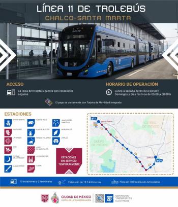 Nueva línea del Trolebús Santa Marta-Chalco entra en operación y conecta CDMX con Chalco