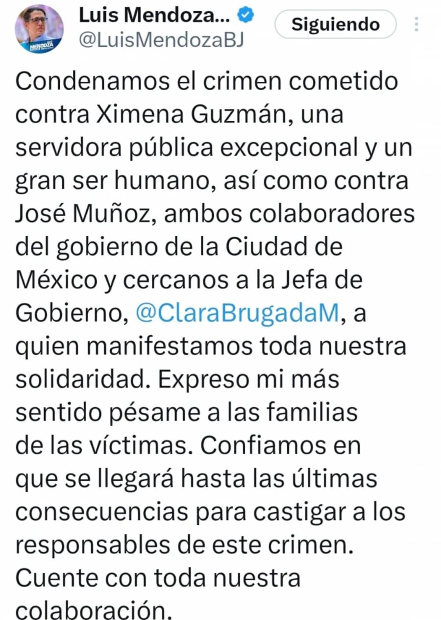 Alcalde de Benito Juárez condena asesinato de colaboradores de Clara Brugada; ofrece su colaboración
