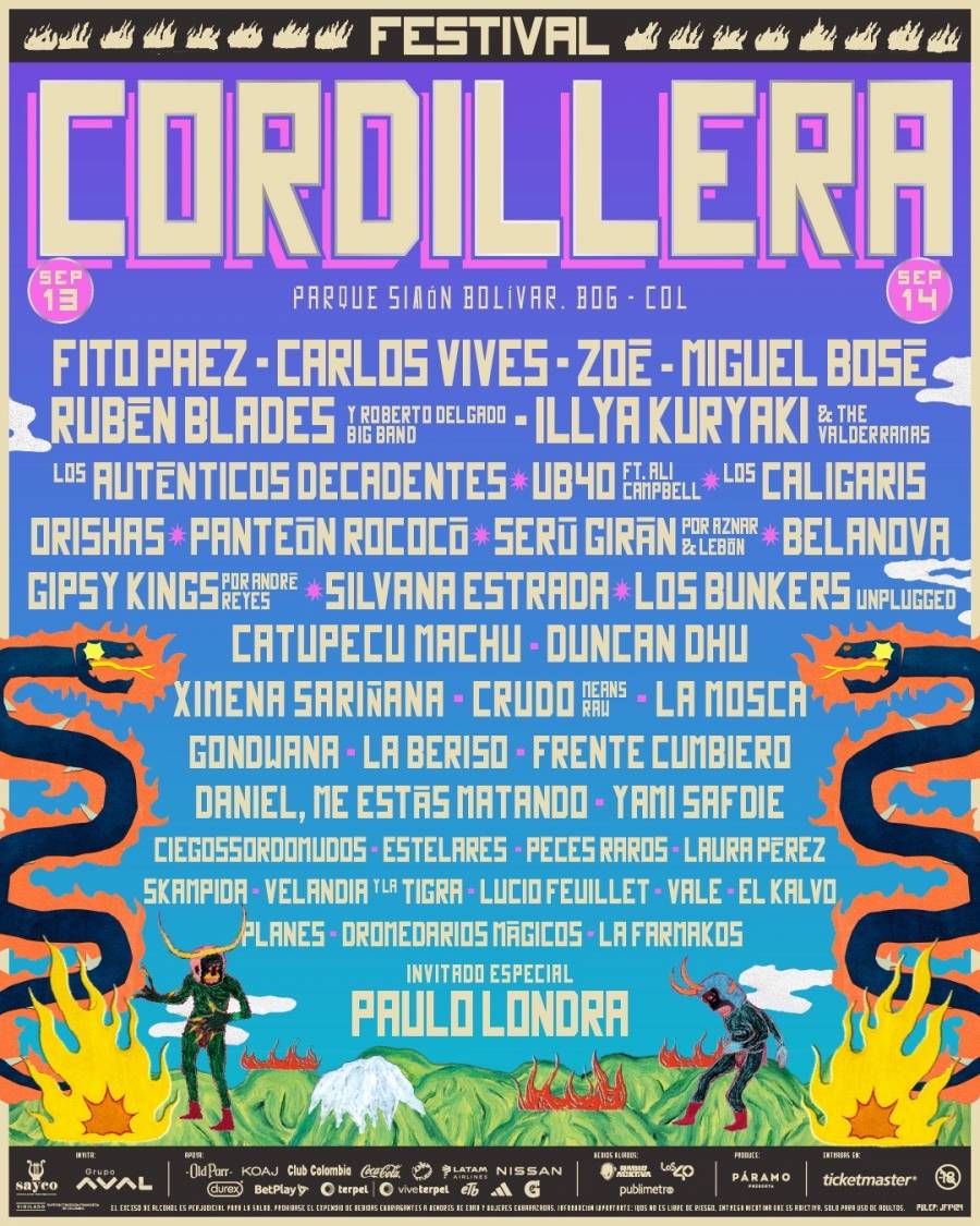 Rubén Blades, Fito Paez, Carlos Vives, Miguel Bosé, Serú Girán, Gipsy Kings por André Reyes, Orishas y más leyendas en el Festival Cordillera 2025.