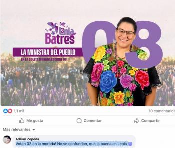 Denuncian campaña falsa con imagen de Lenia Batres para apoyar a Yasmín Esquivel
