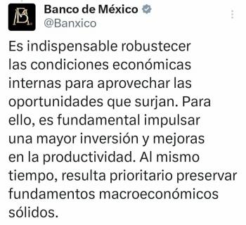 Sheinbaum promete blindar la economía ante bajo crecimiento previsto por Banxico