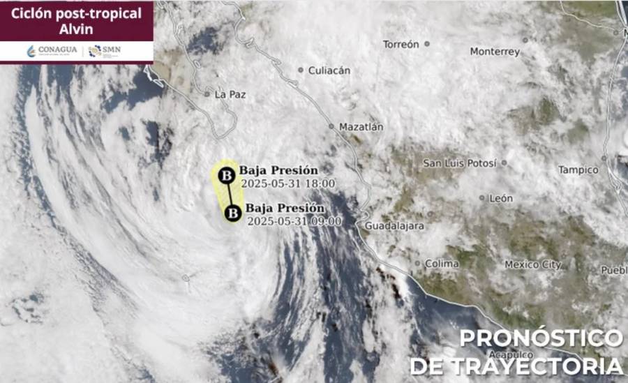 Tormenta tropical Alvin se degrada a ciclón postropical frente a Baja California Sur