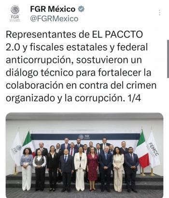 Fiscales Anticorrupción de México y EL PACCTO 2.0 reafirman compromiso para combatir la corrupción como herramienta del crimen organizado