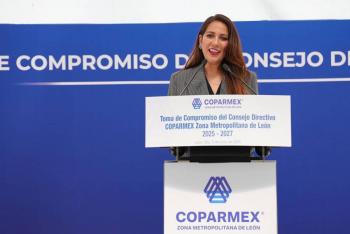 Gobernadora Libia García reafirma apoyo a empresarios en toma de protesta de COPARMEX León 2025-2027