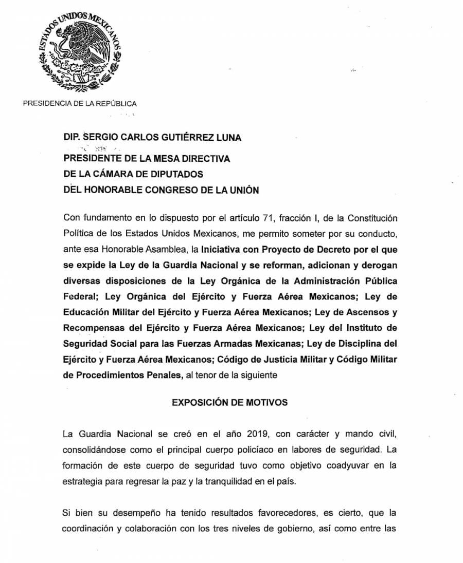 Sheinbaum envía reforma para abrogar la Ley vigente de la Guardia Nacional y fortalecer sus funciones de investigación