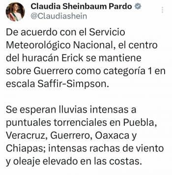 Lluvias intensas provocan afectaciones en carreteras, hospital y servicio eléctrico; sin perdidas humanas: Sheinbaum
