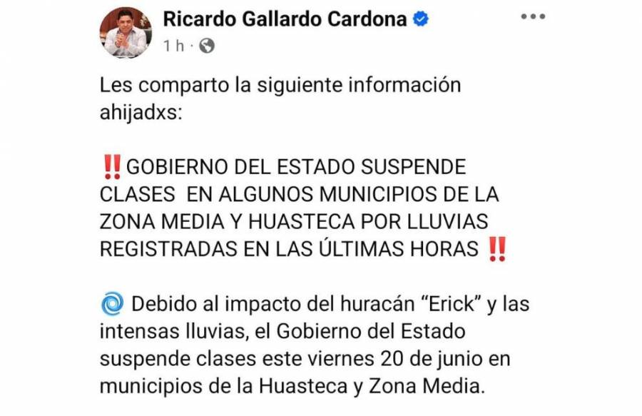 Por fuertes lluvias y huracán “Erick