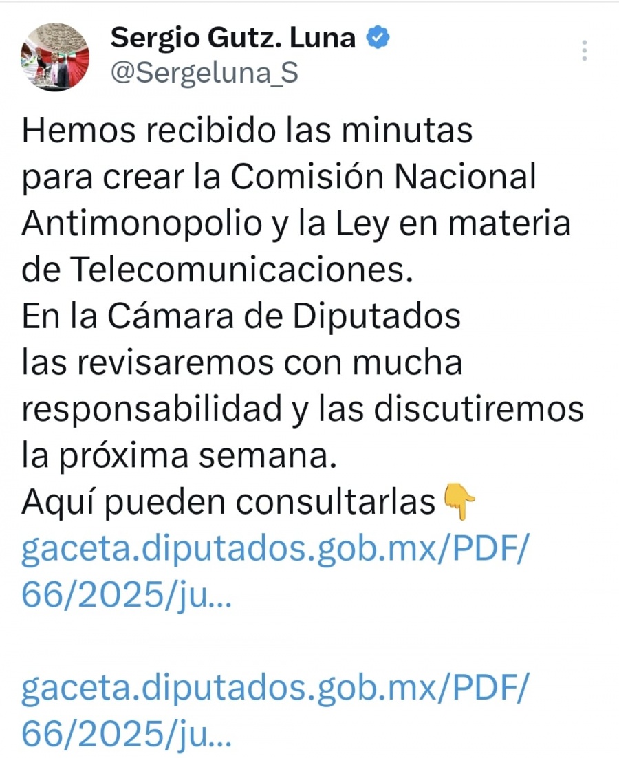 Recibe Cámara de Diputados minutas para crear Comisión Nacional Antimonopolio y desaparece la Cofece