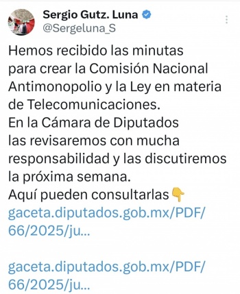Recibe Cámara de Diputados minutas para crear Comisión Nacional Antimonopolio y desaparece la Cofece