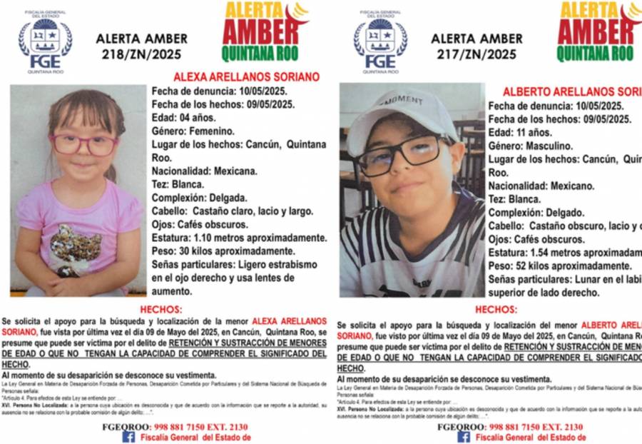 Continúa activa la búsqueda de Alexa y Alberto, hermanos desaparecidos en Cancún desde hace 47 días