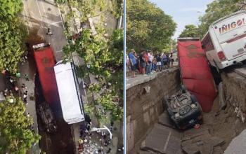 Mega socavón en Guadalajara deja dos autos atrapados y cuatro lesionados