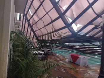 Colapsa techo del Hotel San Francisco tras granizada en Tlaxcala; no hubo lesionados