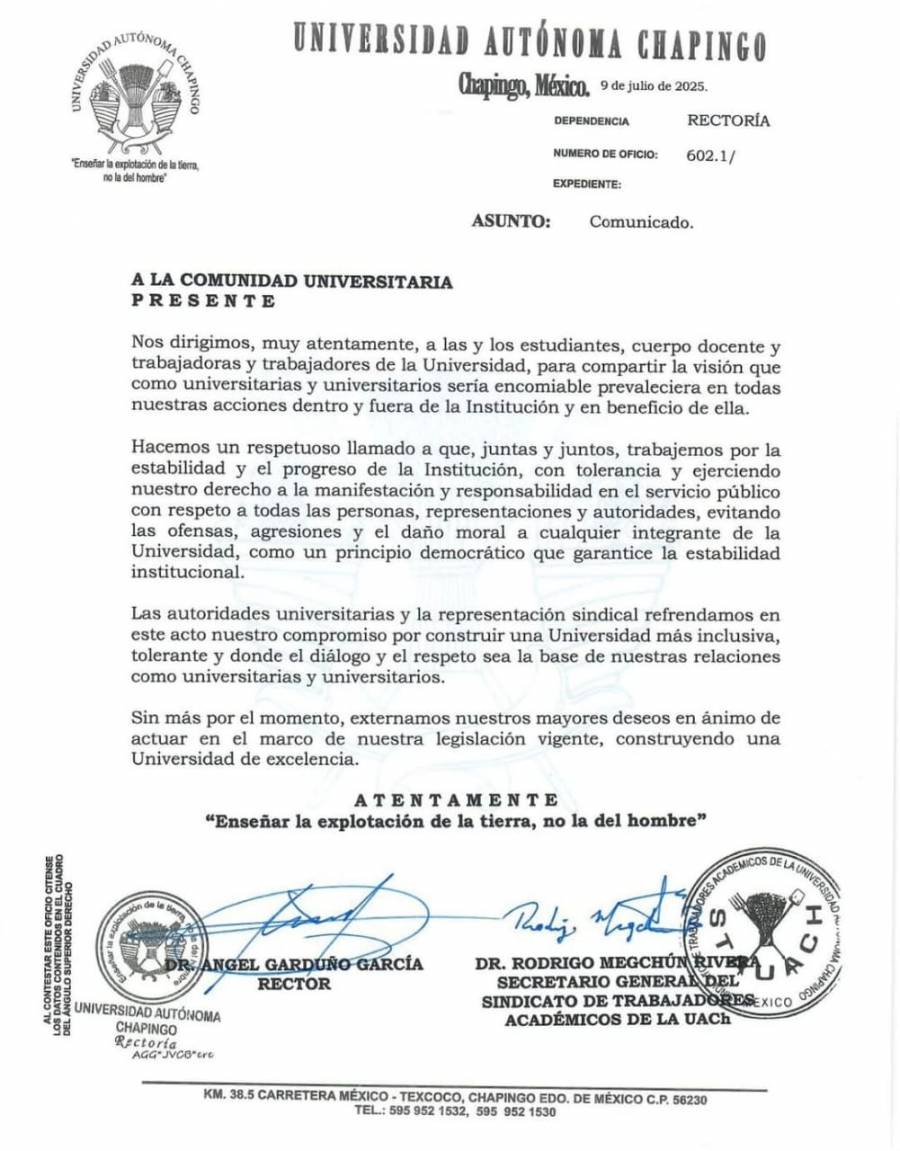 Chapingo alcanzó acuerdo institucional por la estabilidad universitaria