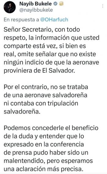 Sheinbaum evita confrontación con Bukele por aeronave con droga