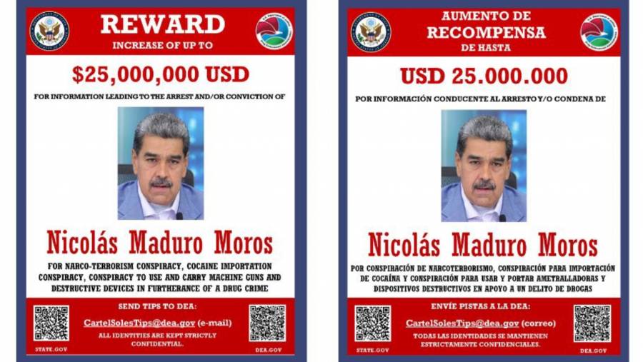 Estados Unidos ofrece recompensa por Nicolás Maduro; lo señalan como líder del Cártel de los Soles