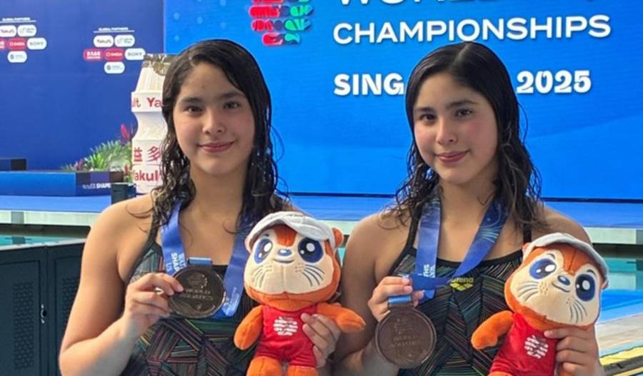 Gemelas mexicanas de 14 años ganan bronce en Clavados sincronizados en el Mundial de Natación 2025
