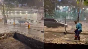 Tormenta arrastra auto y deja vehículos varados en la carretera Picacho-Ajusco