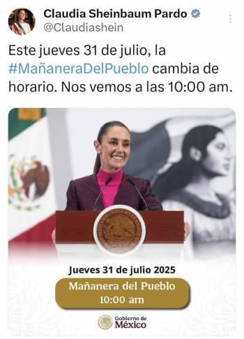 Sheinbaum retrasa ma&ntilde;anera de hoy por llamada con Donald Trump