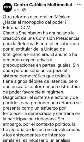 Crirican creación de comisión para reforma electoral; otro golpe al sistema democrático:Centro Católico