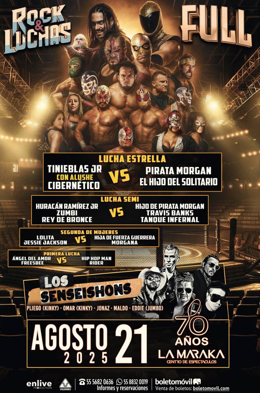 LA GRAN NOCHE DE LOS SENSEISHONS EN EL ROCK & LUCHAS EN LA MARAKA EN UN EVENTO QUE COMBINA ROCK Y LUCHA LIBRE