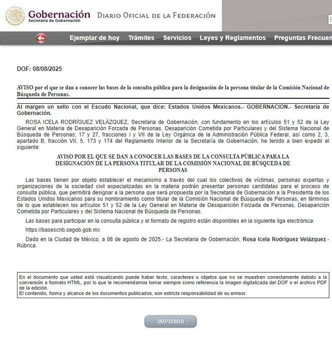 Segob emite convocatoria para designar a titular de la Comisión Nacional de Búsqueda; madres buscadoras podrán hacer propuestas