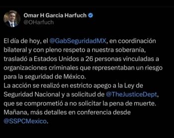 Trasladan a 26 reos a Estados Unidos por v&iacute;nculos con crimen organizado