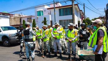 Marina, Guardia Nacional y Protección Civil combaten inundaciones en San Juan de Aragón
