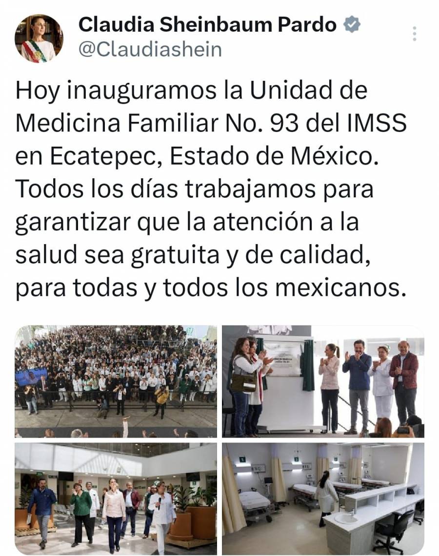 Sheinbaum resalta compromiso con un sistema de Salud Gratuito y de Calidad