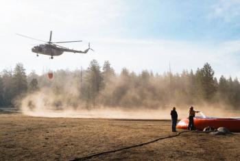 Marina apoya en el combate contra incendio forestal en San Pedro M&aacute;rtir, Ensenada