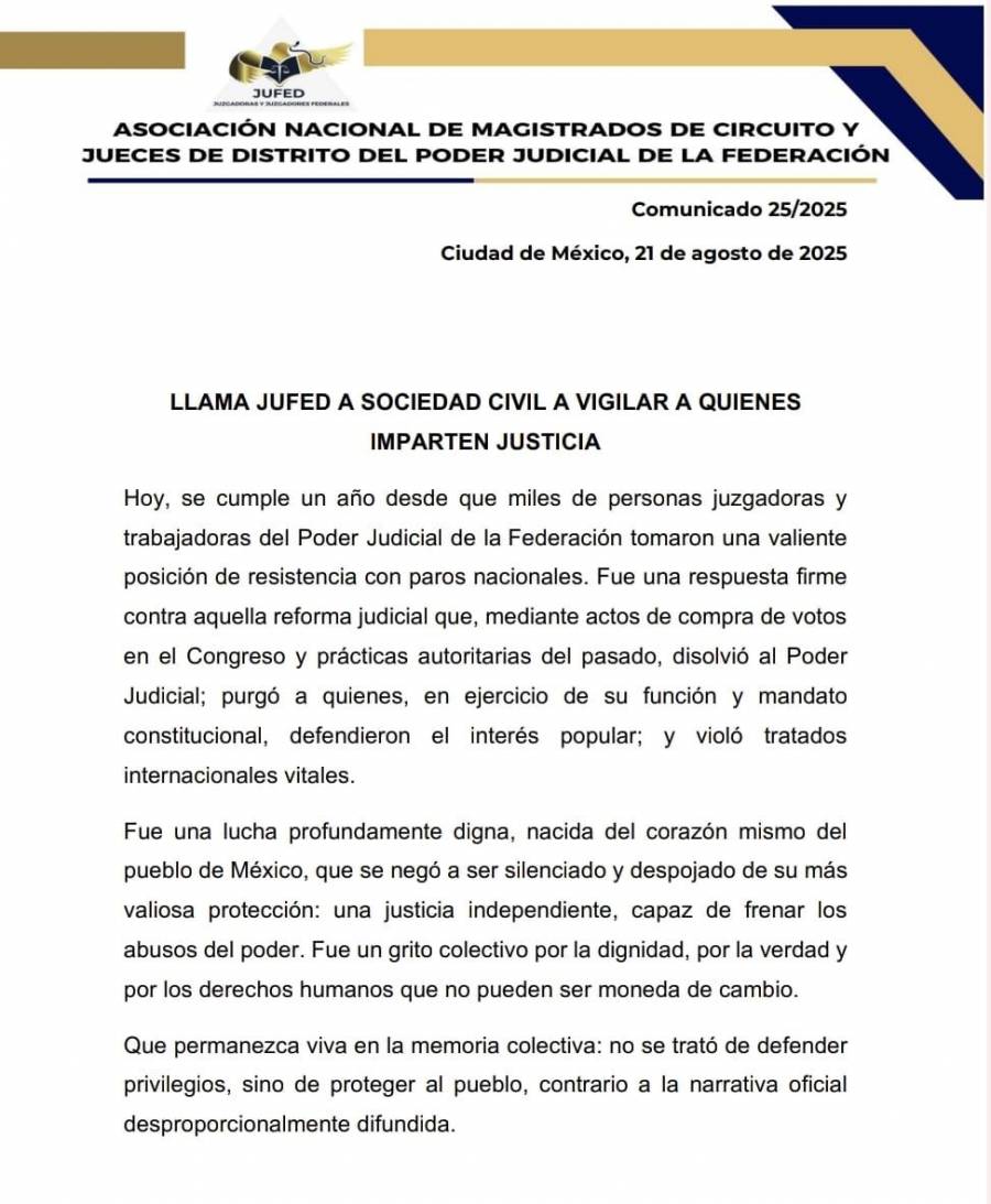 Llama JUFED a sociedad civil a vigilar a quienes imparten justicia