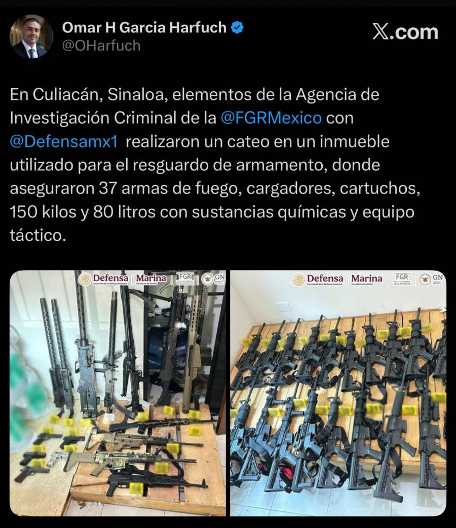 Cateo en Culiac&aacute;n: autoridades federales aseguran arsenal y sustancias il&iacute;citas