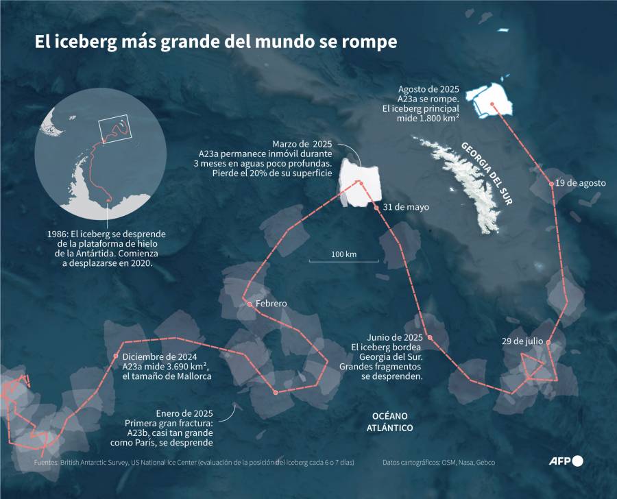 Un iceberg gigante de 39 a&ntilde;os se derrite frente a la Ant&aacute;rtida