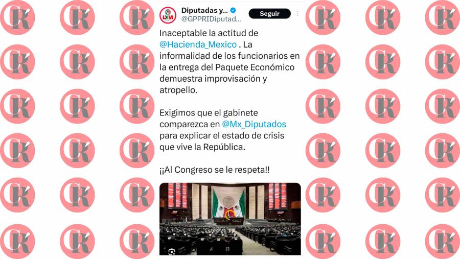 Oposición critica entrega del Paquete Económico 2026 .