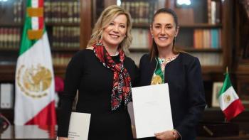 Sheinbaum recibe cartas credenciales de cinco embajadores en Palacio Nacional