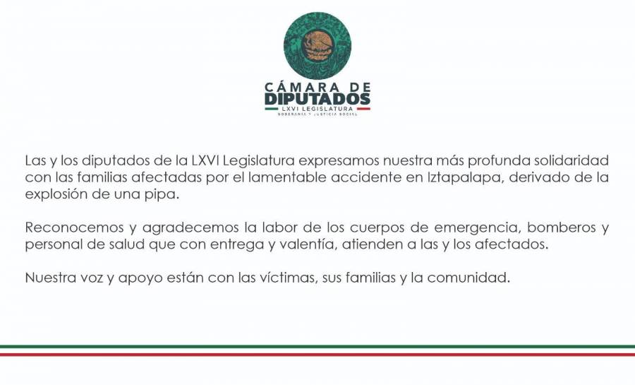 Diputados de la LXVII Legislatura respaldan a familias afectadas por accidente en Iztapalapa