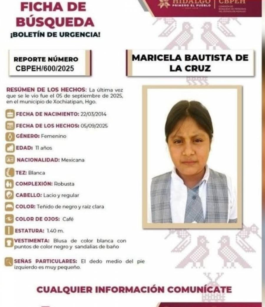 Hallan sin vida a ni&ntilde;a desaparecida en Xochiatipan, Hidalgo