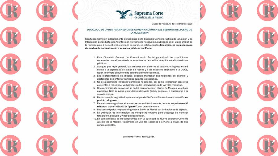 Nueva Corte emite decálogo para medios en sus sesiones