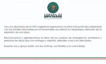 Diputados de la LXVII Legislatura respaldan a familias afectadas por accidente en Iztapalapa
