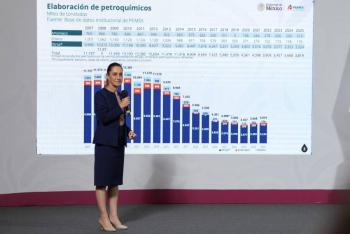 Sheinbaum se&ntilde;ala que el gobierno deber&aacute; ayudar a Pemex a pagar la “maldita deuda corrupta de Pe&ntilde;a y Calder&oacute;n”