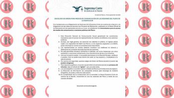 Nueva Corte emite dec&aacute;logo para medios en sus sesiones