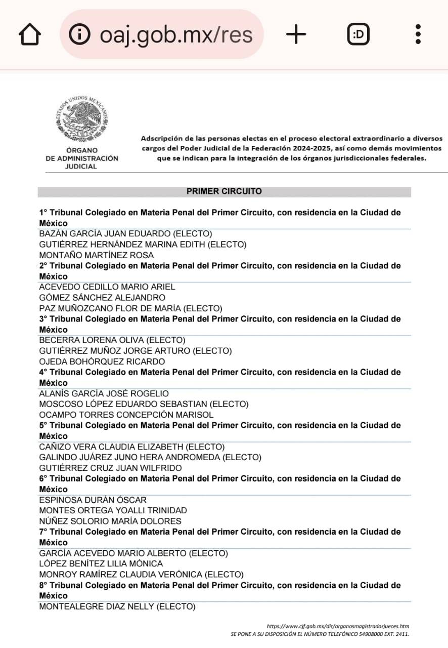OAJ publica resultados del proceso de adscripci&oacute;n de nuevos jueves; toman posesi&oacute;n este lunes