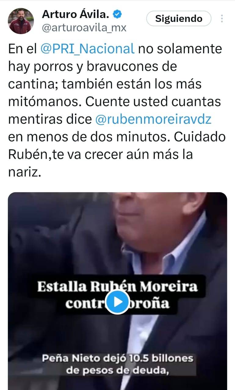 Bronca entre Rubén Moreira y Arturo Ávila l; de 