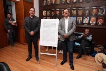 CDMX y Chapingo firman convenio por la soberan&iacute;a alimentaria