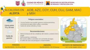 Se activa la Alerta Amarilla por lluvias fuertes en la Ciudad de M&eacute;xico