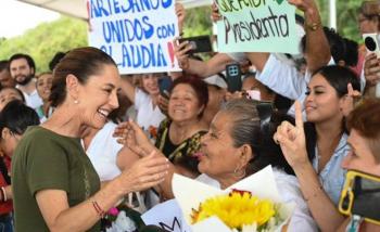 Sheinbaum re&uacute;ne a 156 mil personas en gira por el sureste