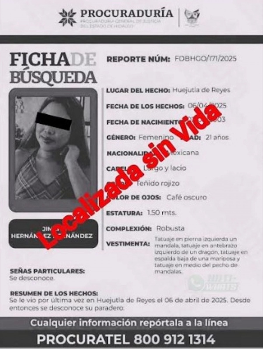 Restos de joven hidalguense desaparecida son encontrados en fosa clandestina de Veracruz