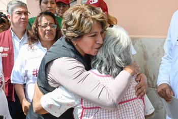 En Nezahualc&oacute;yotl, gobernadora Delfina G&oacute;mez coordina trabajos de limpieza y atenci&oacute;n a damnificados