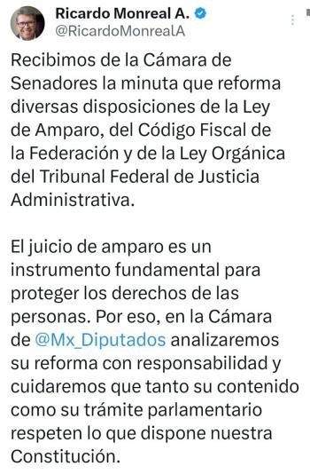 Ley de Amparo no ser&aacute; retroactiva, promete Monreal