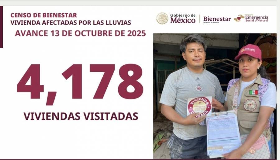 Bienestar inicia censo en comunidades afectadas por lluvias en Veracruz