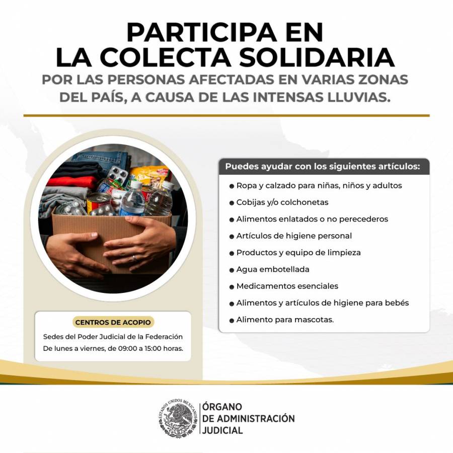 &Oacute;rgano de Administraci&oacute;n Judicial instala centros de acopio para damnificados por lluvias